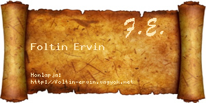 Foltin Ervin névjegykártya
