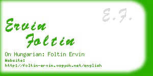 ervin foltin business card